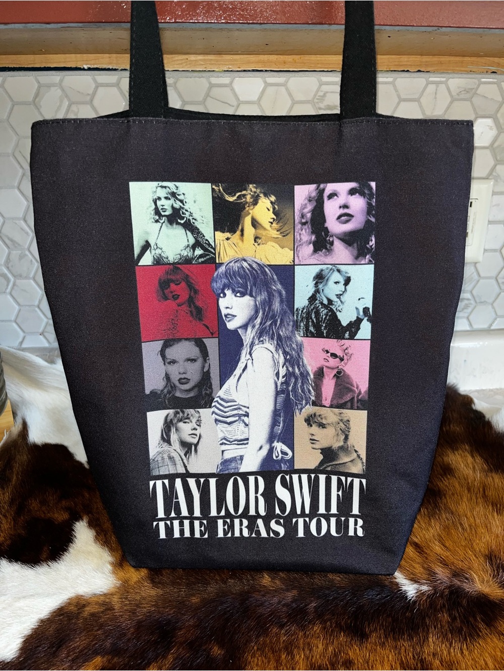 Taylor Swift The Eras Tour Black Graphic Tote Bag